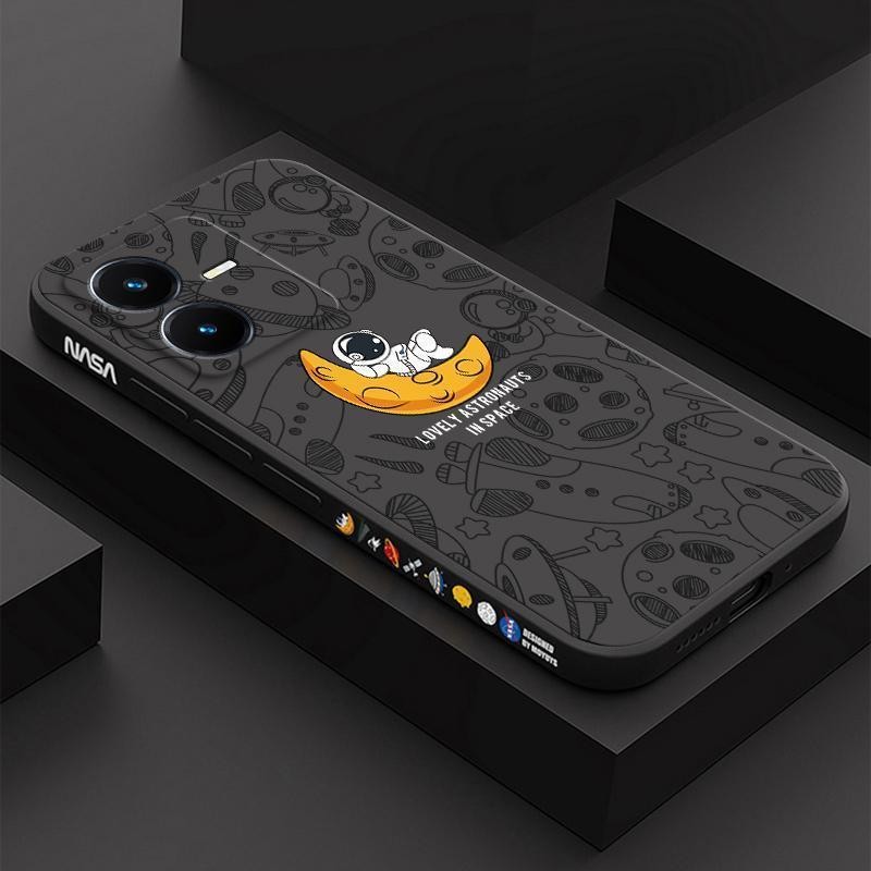 เคส Vivo Y22S Y22 สีทึบ Vivo Vivo Y22 Y22S ภาพประกอบอวกาศ เคสโทรศัพท์นักบินอวกาศ XTKR