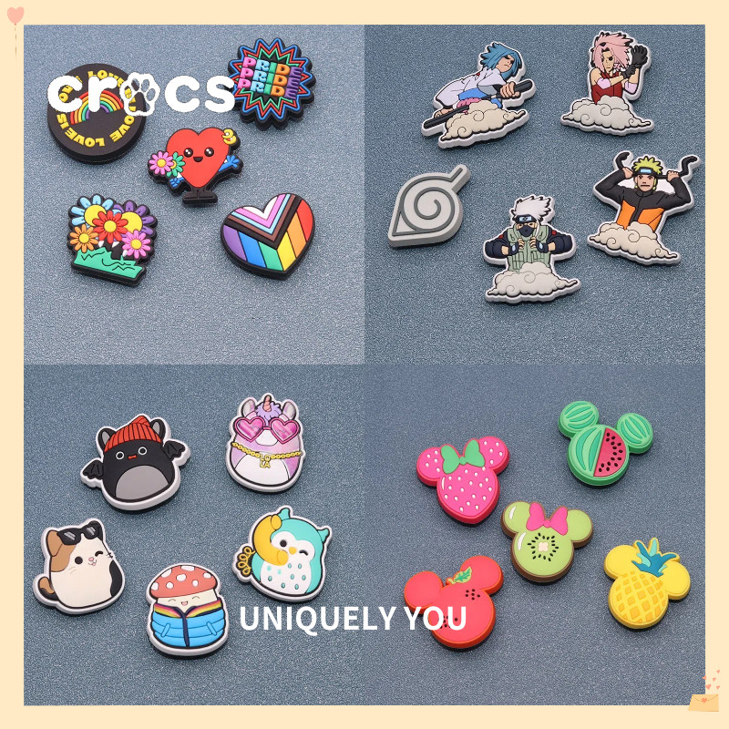Crocs Jibbitz Naruto รองเท้าหัวเข็มขัดชุด charm crocs love hole อุปกรณ์เสริมรองเท้าน่ารักการ์ตูนหัวมิกกี้หัวเข็มขัดรองเท้า