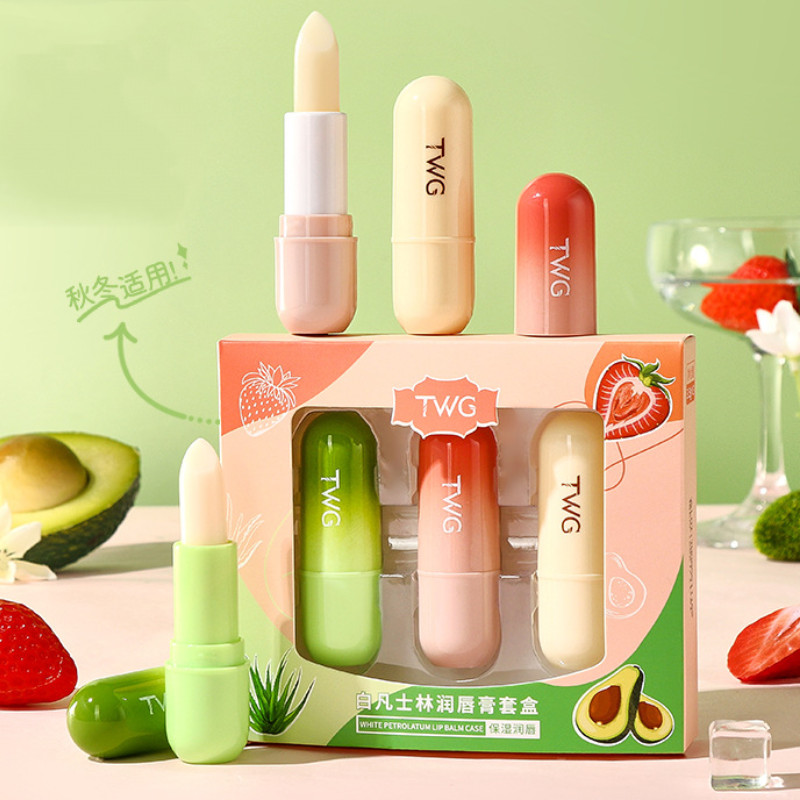 Twg Vaseline Moisturizing Lip Balm Plant Strawberry Anti-crack Lip Balm Set