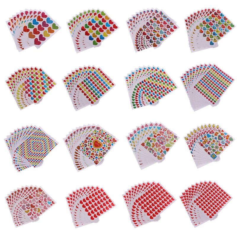 Yxa 10 แผ่นรางวัลโรงเรียนสติกเกอร์หัวใจเป็นมิตรกับสิ่งแวดล้อม Easy Peel สติกเกอร์การศึกษา Self-Adhesive เครื่องเขียนเด็ก Favo