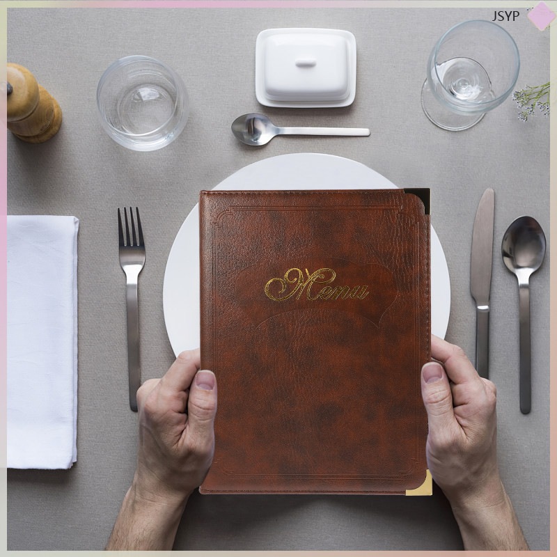 Bar Menu Sign Practical Book Leather A4 Order Holder Bracket 31.5X24.5X2.5CM Coffee junshaoyipin