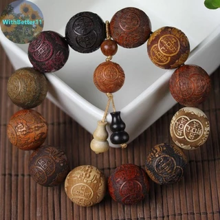 Classic 20 มม.Handmade ไม้แกะสลักสร้อยข้อมือลูกปัดพร้อมจี้สําหรับผู้ชายและผู้หญิงเครื่องประดับของขวัญ TH
