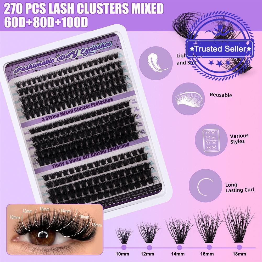 ชุดขนตาปลอม 50d + 60d Single Cluster Diy หนา Segmentation ขนาดใหญ่ False Volume U8r8