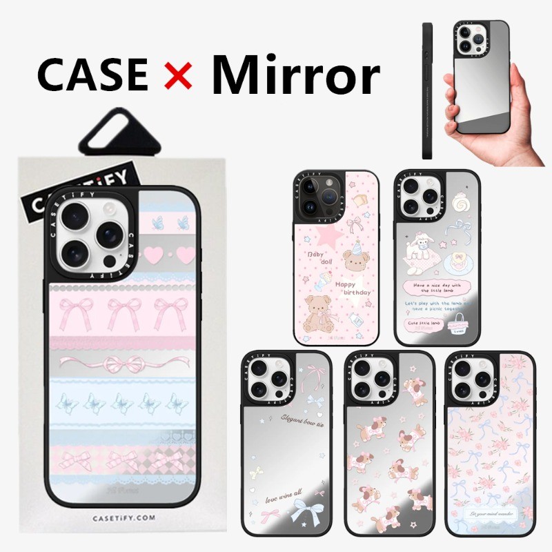 Casetifg Hi Forest Ribbon Dream คุณภาพสูงกระจกเคสโทรศัพท์พร้อมกล่องสําหรับ IPhone 16 11 12 13 14 15 Pro Max Plus ด้านข้างซิลิโคนป้องกันปลอกกันกระแทก PC ฝาหลัง