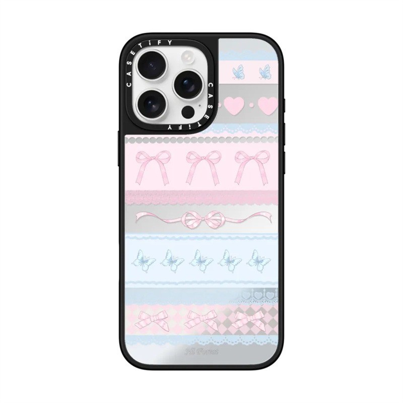 Casetifg Hi Forest Ribbon Dream คุณภาพสูงกระจกเคสโทรศัพท์พร้อมกล่องสําหรับ IPhone 16 11 12 13 14 15 Pro Max Plus ด้านข้างซิลิโคนป้องกันปลอกกันกระแทก PC ฝาหลัง - รูปที่ 2