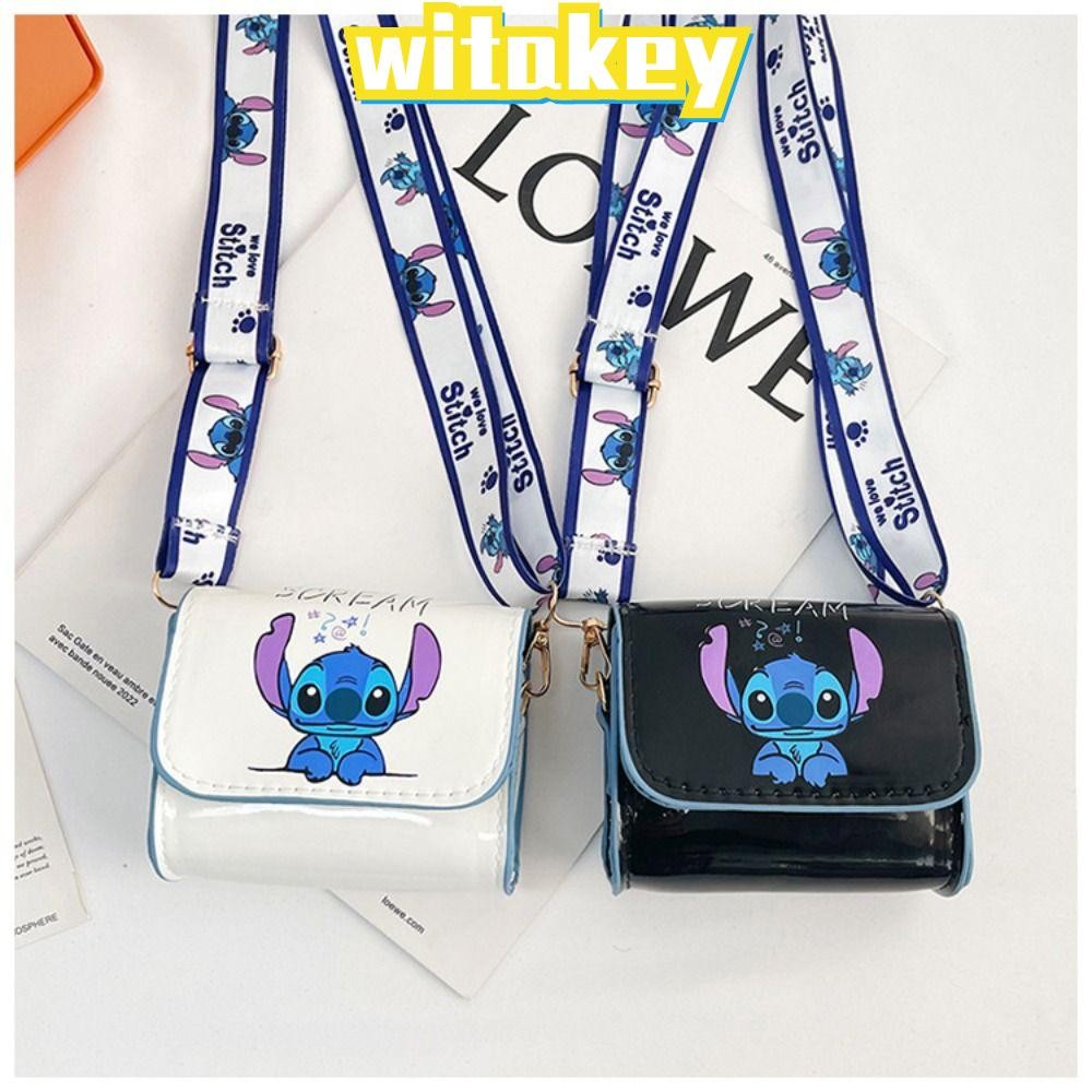 กระเป๋าสะพาย WITAKEY, กระเป๋า Messenger ลายการ์ตูน Kawaii, กระเป๋าผ้ากันน้ําแบบปรับได้ของขวัญ Stitch