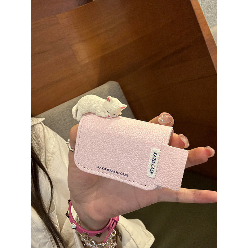 หนังพลิกแมวสามมิติน่ารักสําหรับ airpodspro2 รุ่นชุดหูฟัง Apple เคสป้องกัน airpods3 เคสหูฟังบลูทูธไร้สาย airpod1/2 เคสชุดหูฟังทนต่อการตก