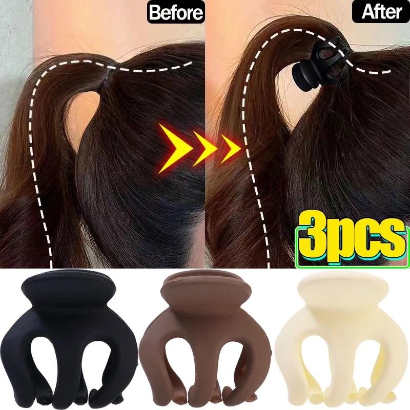 แฟชั่นผมหางม้าที่เรียบง่ายคลิปกรงเล็บผมขนาดเล็ก-สีทึบมินิผมจับผม ชม. หูฟัง อุปกรณ์เสริม