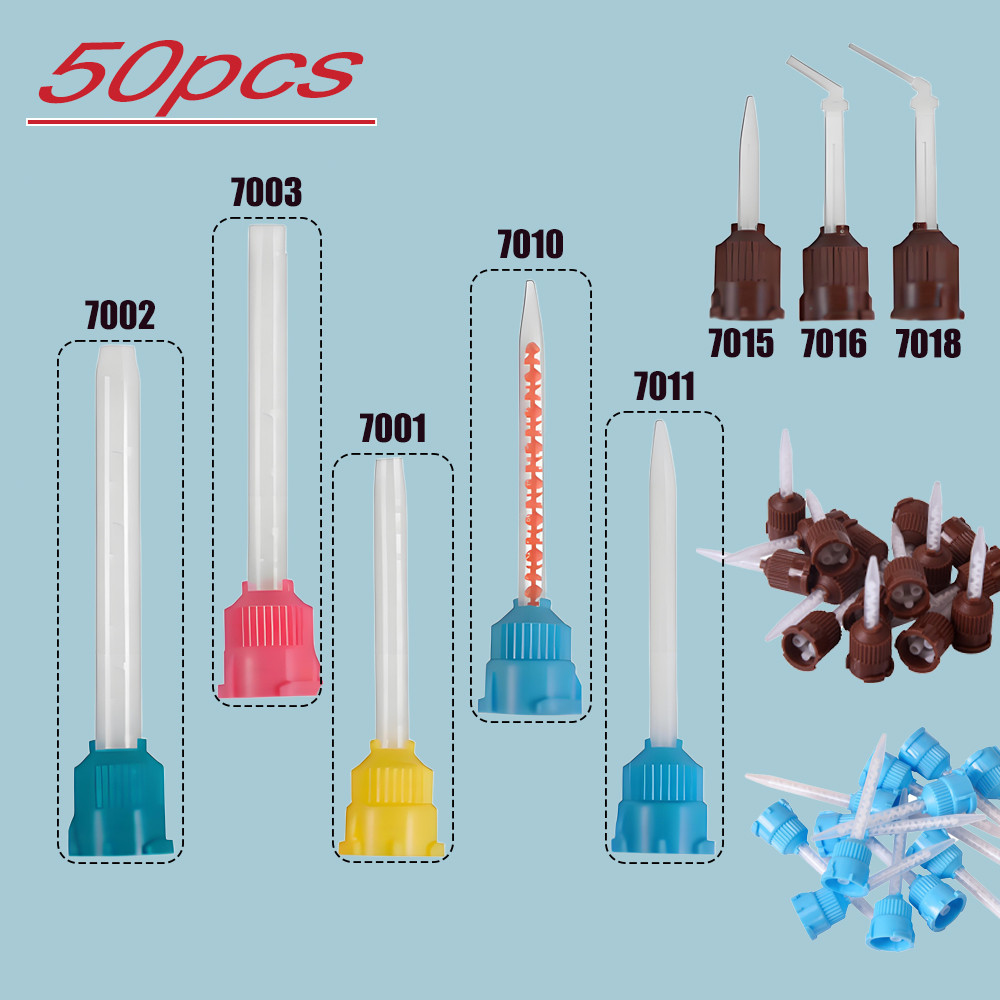 50 ชิ้นทันตกรรมยางซิลิโคน Conveying ผสมหัวทิ้ง Impression วัสดุผสมหลอดวัสดุทันตกรรม