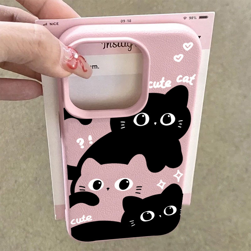 แอปเปิ้ลโทรศัพท์ ลูกแมวสีดำและสีขาว สำหรับ iPhone เคสไอโฟน 13 12 11 PRO MAX X XS MAX 16 15 14 XR 7/8PLUS จัดส่งจากประเทศ