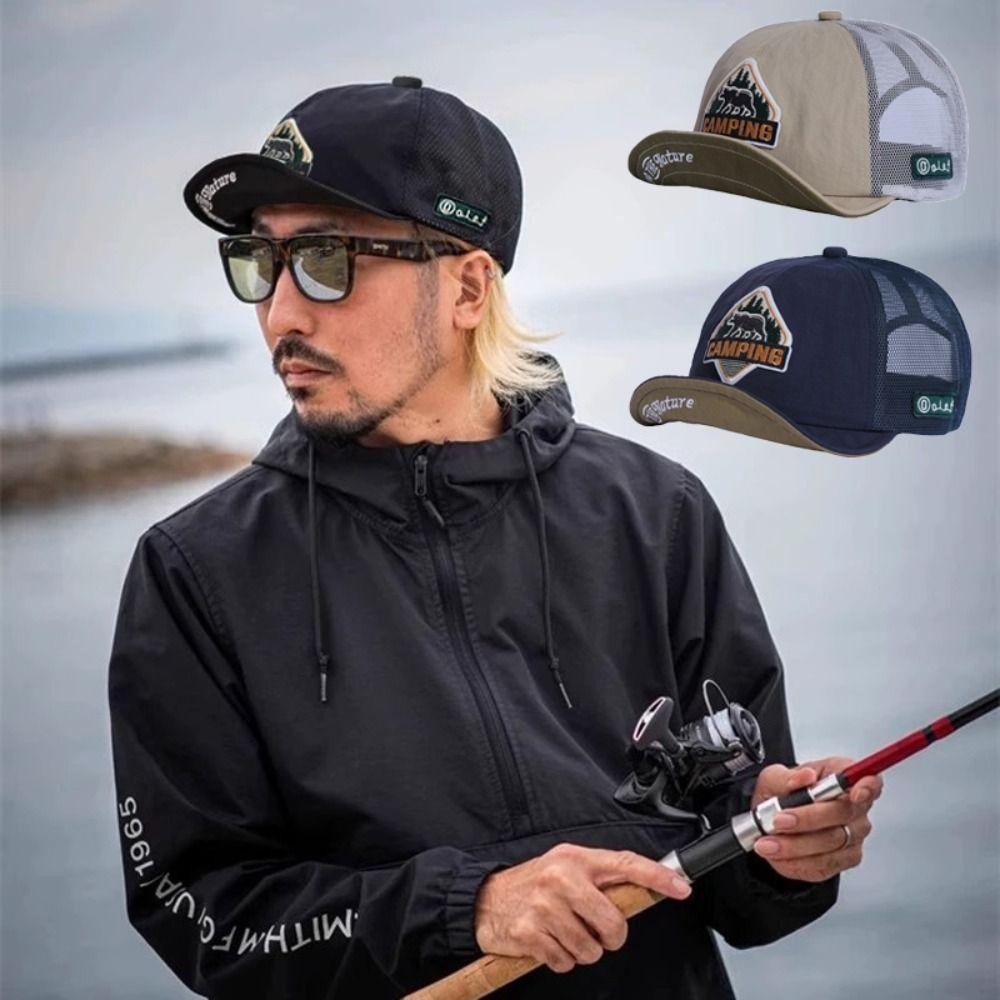 หมวกกันแดดสีดำ แบบเบสบอลระบายอากาศ ปีกสั้นปรับได้ สไตล์ย้อนยุค - รูปที่ 7