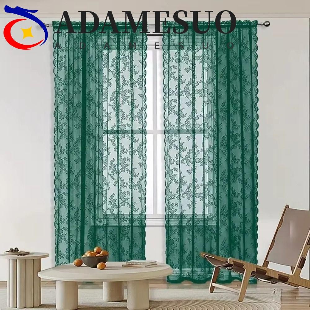Adamesuo ลูกไม้ผ้าม่านเชียร์,โปร่งใสปักผ้าม่านหน้าต่าง,Vintage Elegant France สไตล์โรแมนติก Tulle ผ้าม่านห้องนั่งเล่น