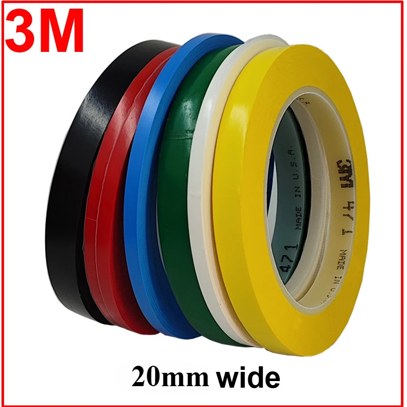 20 มม./25 มม. 3M 471 polarfomance เทปไวนิลที่แข็งแกร่งยาว 33M ชุดมัดสําหรับตกแต่ง, Masking YELLOW BL