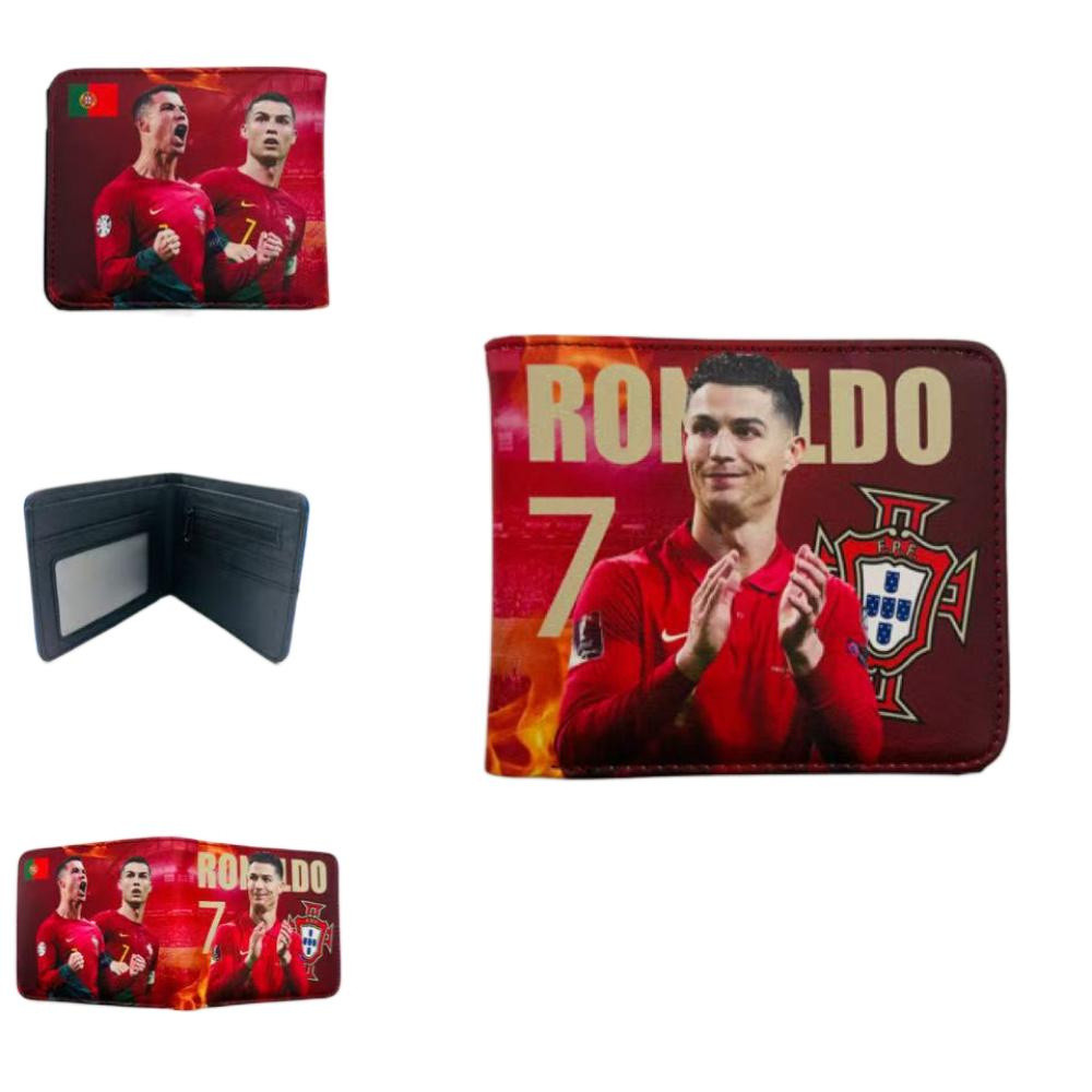 ใหม่กันน้ํา Hard-Wearing PU หนังสั้น-พับกระเป๋าสตางค์ HD พิมพ์สี Non-Fading Card Holder ใหม่นักฟุตบอ