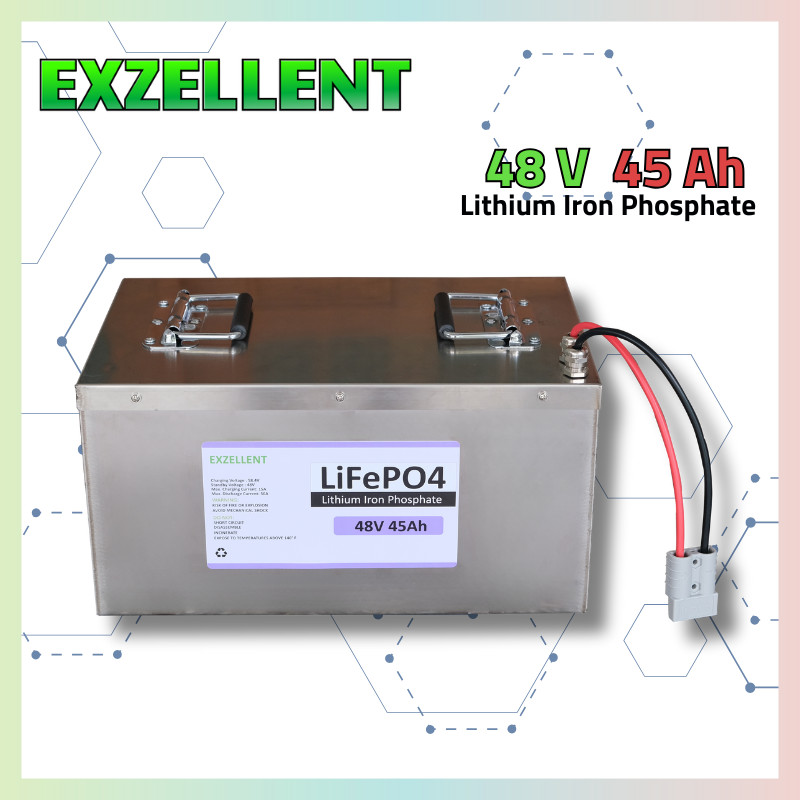 แบตเตอรี่ มอเตอร์ไซค์ไฟฟ้า รถกอล์ฟไฟฟ้า LiFePO4 48V 45Ah อายุการใช้งานยาวนาน ปลอดภัยไม่ติดไฟ