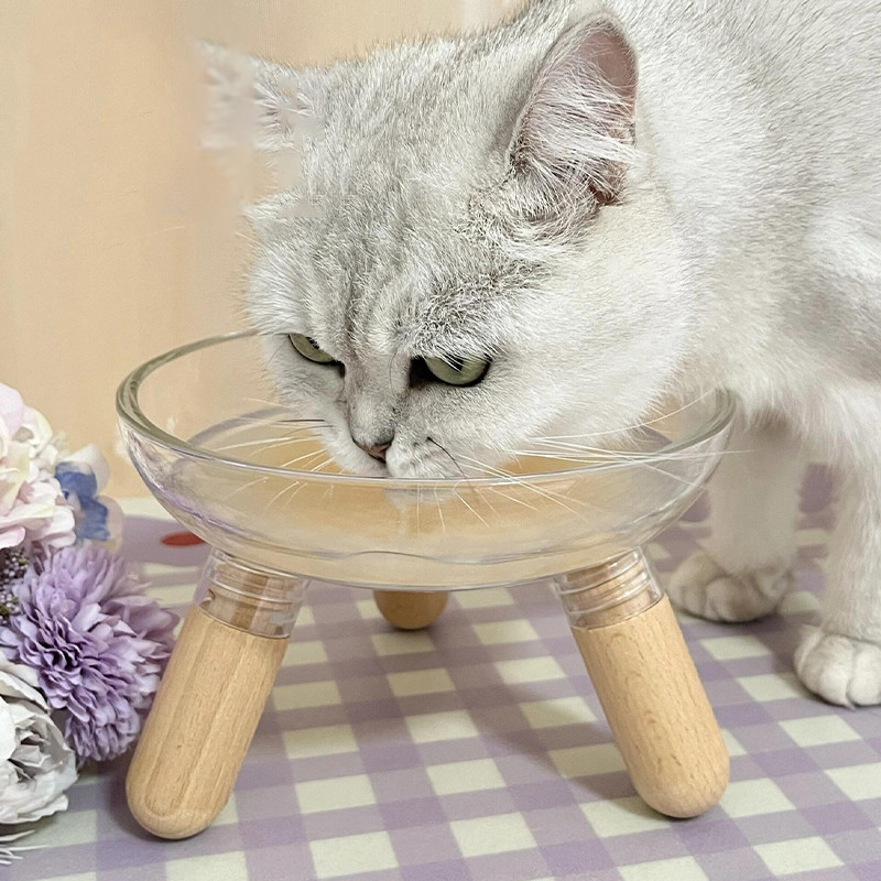 ชามอาหารสัตว์เลี้ยง ใส ชามอาหารแมว 2ชั้นถอดได้ ป้องกันคอ น่ารักมา - รูปที่ 2