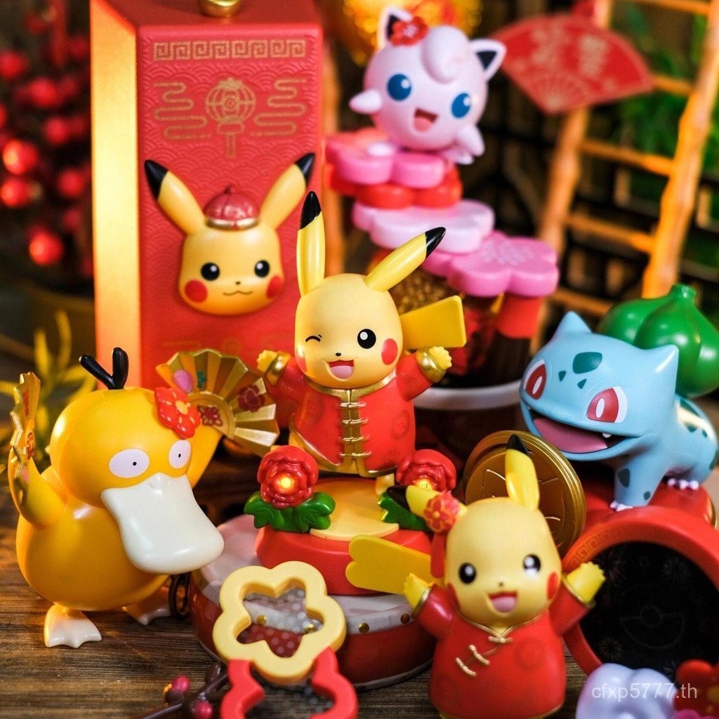 ฟิกเกอร์โปเกมอนตกแต่ง KFC ของเล่น Psyduck Jigglypuff Pikachu KFC Pocket Monster โปเกมอน