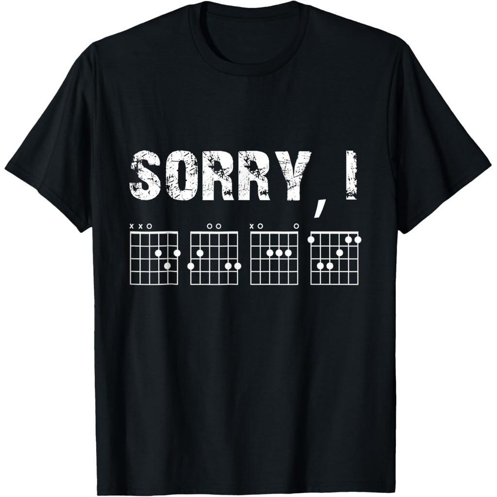 พร้อมสต็อก S-5XL ขออภัย I-DGAF ตลกซ่อนข้อความกีตาร์ Chords สําหรับคนรักเสื้อยืดผู้ชายเสื้อผ้ารอบคอผ้าฝ้าย Tshirt COD