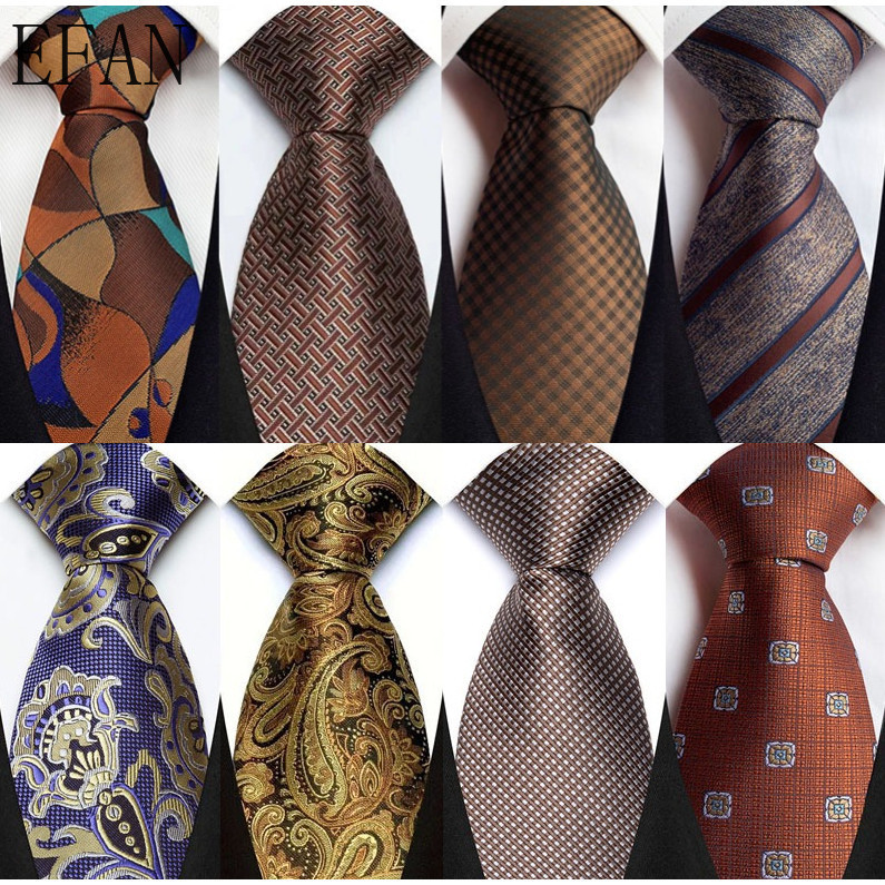 ใหม่ผู้ชาย Tie 8 ซม.เนคไทสําหรับ Man Classic Jacquard ทอดอกไม้ Dot Stripes สีน้ําตาลสีกากีคอ Ties Neckwear สําหรับ Man ชุดอย่างเป็นทางการ Gravata Corbatas งานแต่งงานธุรกิจ