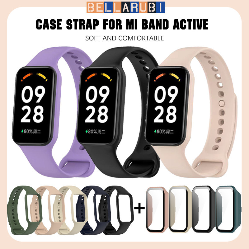สายซิลิโคน PC กรณี for Xiaomi Mi Band 8 Active /Redmi Band 2 เทปกันชนฟิล์มป้องกันหน้าจอ for Mi Smart Band 8 Active