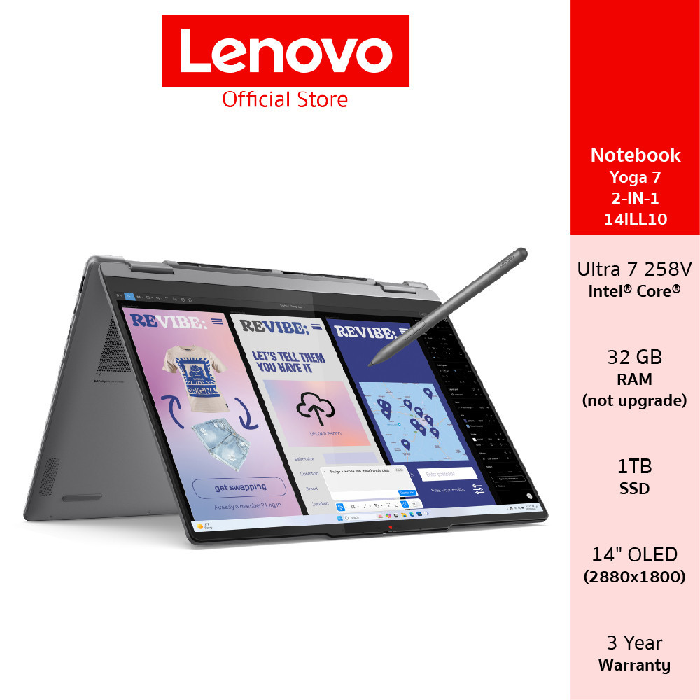 Lenovo Yoga 7 2-IN-1 14ILL10(83JQ001TTA)Notebook Intel Ultra 7 258V 32GB SSD 1TB 14" OLED Pen & Touc