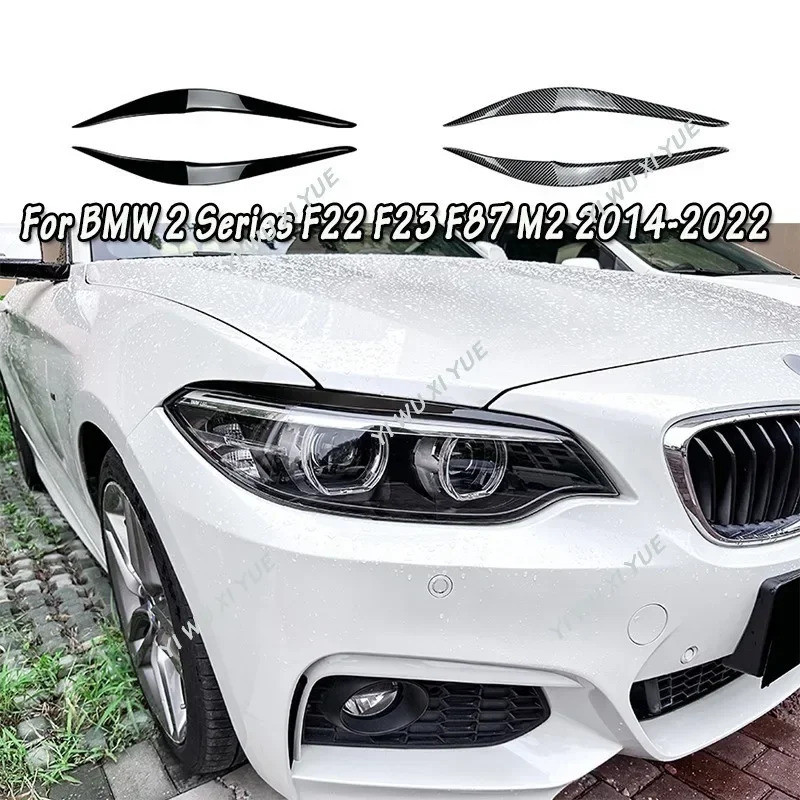 For BMW F22 F23 F87 M2 220i M235i M240i 2 Series 2014-2022 Headlight Eyebrow Eyelid Cover Trim ABS G