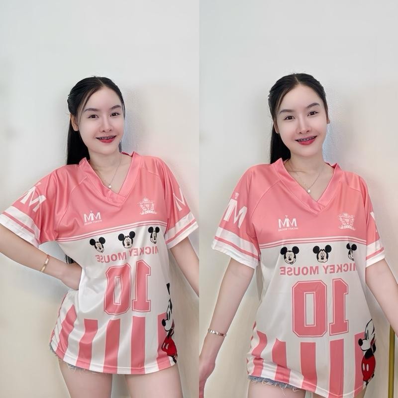 Mickey V14 เสื้อคอปก LXL2XL ชายและหญิงไม่มีกางเกง 03 เสื้อผู้หญิงเสื้อคอปกเสื้อร้านค้าเกาหลีผ้าแฟชั่