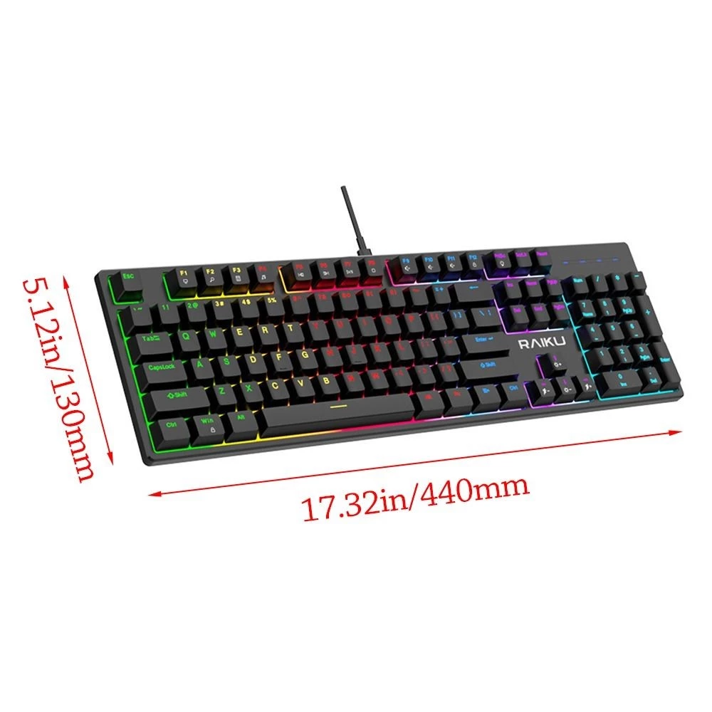 คีย์บอร์ดเกมมิ่ง GORG RAID L3000 มีไฟ 104 คีย์ สวิตช์สีน้ำเงิน thumbnail 3