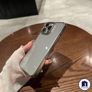 การชุบที่หรูหราเคสใสเรียบง่ายเข้ากันได้สำหรับ IPhone 16 17 11 15 13 14 12 Pro Max XR 7 8 Plus X XS SE 2020 15 14Plus