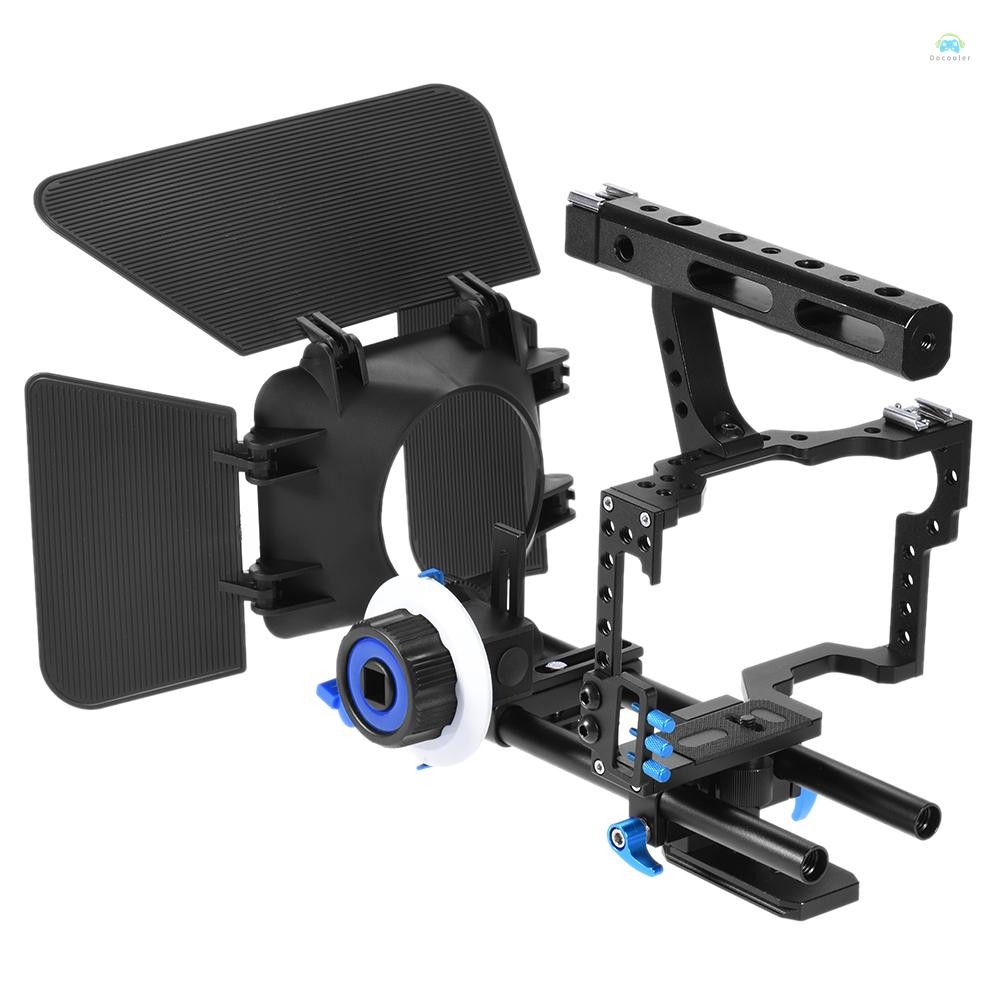 Yb2 กล้อง Cage Andoer C500 อลูมิเนียมกล้องกล้องวิดีโอกรงวิดีโอ Rig ชุดฟิล์มทําระบบ w/ Matte กล่อง + ติดตามโฟกัส + จับ + 15 มม.สําหรับ