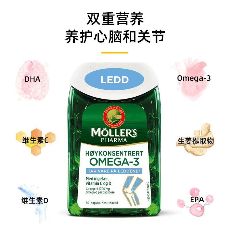 นอร์เวย์ Mollers Joint Care นอร์เวย์ Joint Care ปลาน้ํามันแคปซูล Omega3 Joint Care ผู้ใหญ่กลางอายุผู