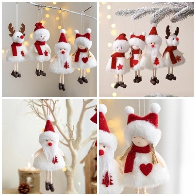Ins Angel ตุ๊กตาคริสต์มาสตุ๊กตาน่ารัก Snowman Elk จี้ตกแต่งต้นคริสต์มาส