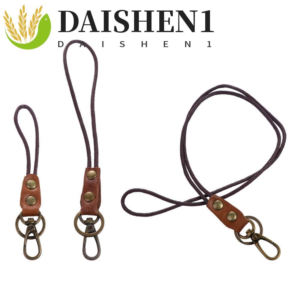 Daishen1 พวงกุญแจหนังวัว พร้อมสายคล้องคอ สําหรับห้อยโทรศัพท์มือถือ บัตรประจําตัวประชาชน