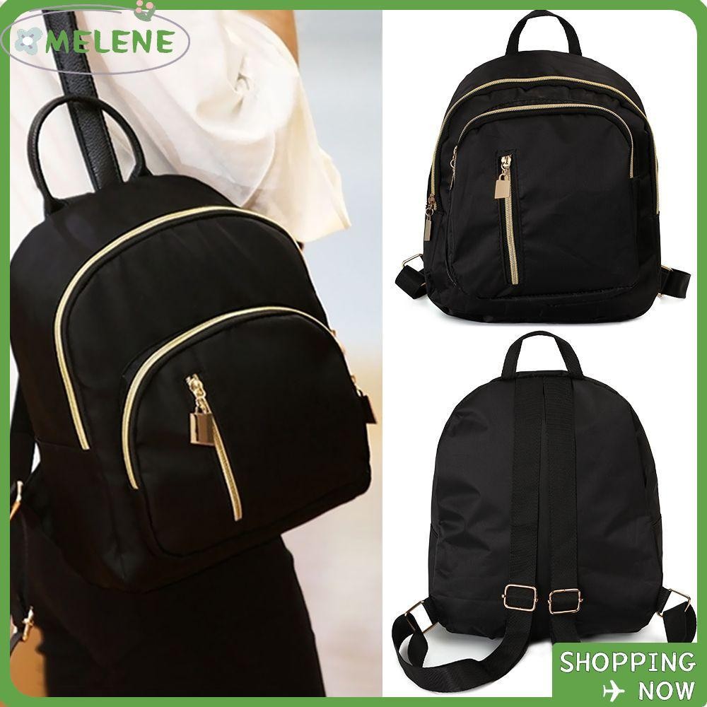Melene Mini Backpack Multi-Function Oxford Shoulder Bag Cute Black Womens Daypack