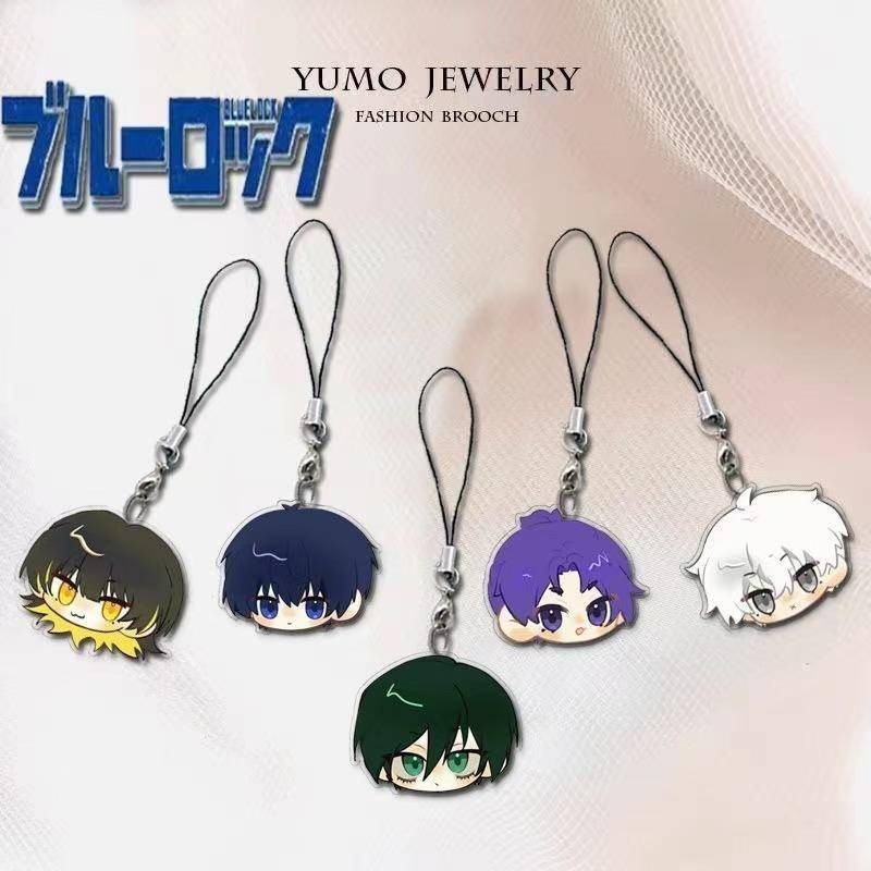 5 ชิ้น/เซ็ตการ์ตูนอะนิเมะ BLUE LOCK โทรศัพท์มือถือ Lanyard Nagi Seishiro Bachira Meguru Isagi Yoichi Mikage Reo Rin Itoshi สายคล้องโทรศัพท์พวงกุญแจกระเป๋าจี้ของขวัญ