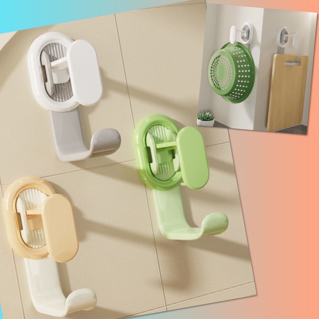 ❤ ตะขอ แขวน กะลามัง ถัง หม้อ ติดผนัง แขวนของ เก็บของ ในครัว ในห้องน้ำ กาวในตัว ไม่เจาะผนัง ยึดเหนี่ยวแรงสูง ❤