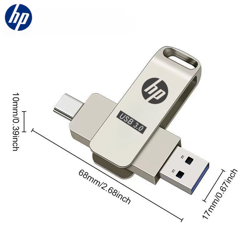 Hp 1TB 2TB USB Stick Key 2 IN 1 OTG แฟลชไดรฟ์ USB ไดรฟ์ปากกาเก็บแฟลชดิสก์ Type-C รองรับ iPhone15/16 iPad