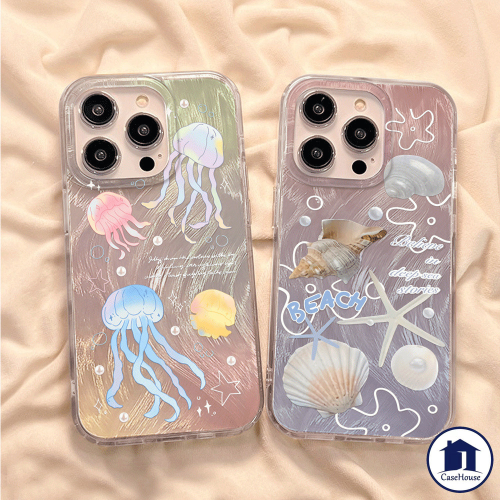 เคสนิ่มลายแมงกะพรุนแฟนตาซี เข้ากันได้กับ IPhone 7 16 8 Plus 15 11 12 Pro Max XR 13 14 16 Pro Max 16 14 Pro XS MAX X SE