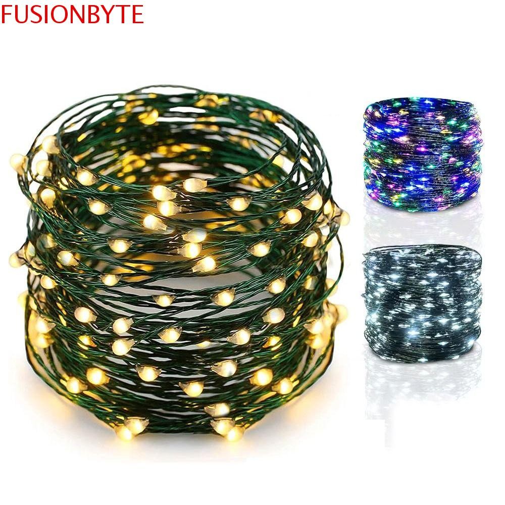 Fusionbyte ไฟคริสต์มาส,ไฟต้นคริสต์มาสกันน้ําหลากสี,ไฟนางฟ้าพร้อมรีโมทคอนโทรลลวดทองแดงสีเขียว 50/100 LED String Lightตกแต่งคริสต์มาส