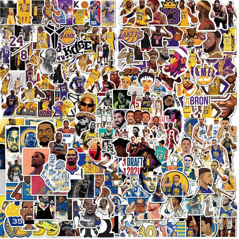 50 แผ่น NBA Star Kobe James Curry Durant สติกเกอร์ตกแต่งวัสดุโน้ตบุ๊ค NBA สติกเกอร์ผสม NBA Star Kobe