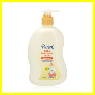Pureen Baby Head To Toe Wash Prebiotic 400ml เพียวรีน ครีมอาบน้ำและแชมพูสระผมสำหรับเด็ก.