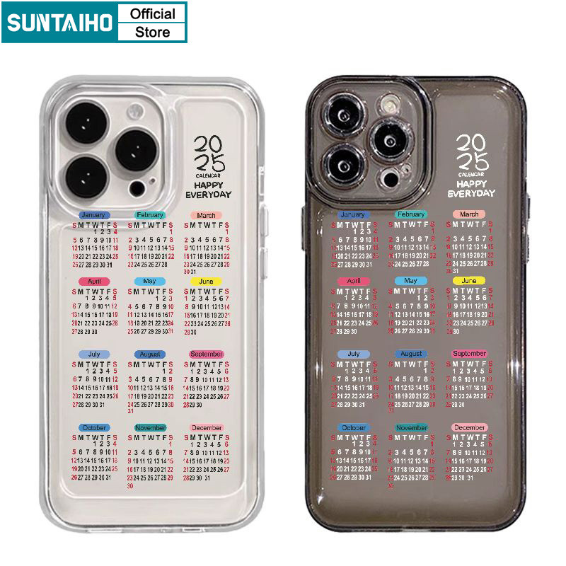 Suntaiho เคสไอโฟน แฟชั่นที่เรียบง่าย2025ปีใหม่รูปแบบปฏิทินเคสโทรศัพท์สําหรับiphone 16 15 14 13 12 11 Pro Max IP 7 8 Plus Iphon X Xs XR Xs Max TPU Soft Premiumกันกระแทกปกหลัง