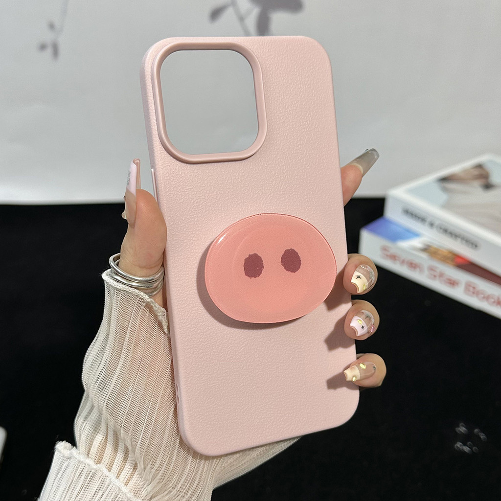 Drop Proof Apple Case เหมาะสําหรับ IPhone 7 7plus แถบหนัง 8 8plus Xs Xr สนุกหมูจมูกอุปกรณ์เสริม 11 12 13 แฟชั่น 14 15 16Pro Plus Promax กรณีปกหลัง