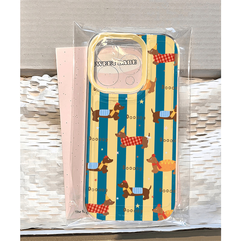Striped Full Screen Dachshund เหมาะสําหรับ iPhone15/13 Apple 14 เคสโทรศัพท์ 12/11promax Soft Case 78p เคสโทรศัพท์