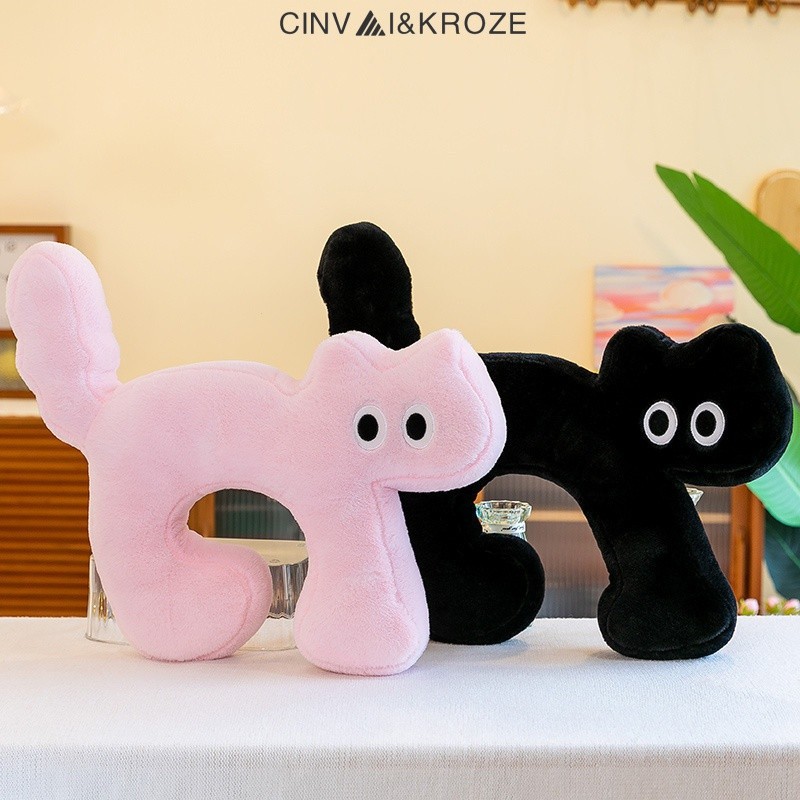 CINVAI&KROZE หมอนรองคอลมแมวน่ารักนอนคอป้องกันรูปตัวยูโยนหมอนสาวโซฟาเบาะข้างเตียง