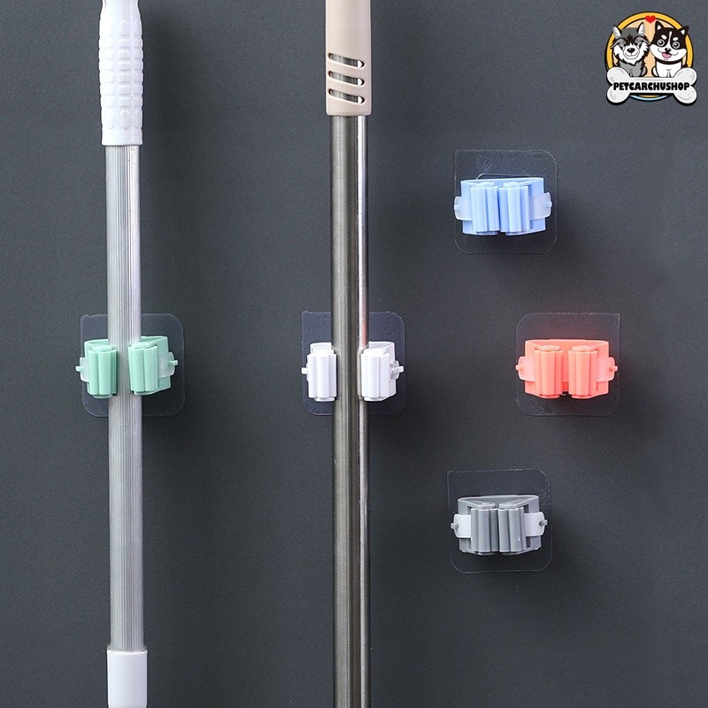 2pcs/5pcs ที่แขวนไม้กวาด ติดผนัง ที่เก็บไม้กวาด ที่แขวนไม้ถูพื้น รุ่นไม่ต้องเจาะ ติดง่าย อุปกรณ์จัดเก็บไม้กวาด