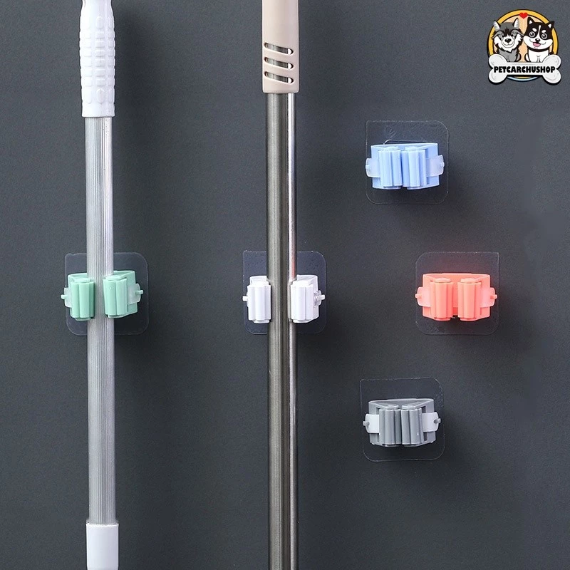 2pcs/5pcs ที่แขวนไม้กวาด ติดผนัง ที่เก็บไม้กวาด ที่แขวนไม้ถูพื้น รุ่นไม่ต้องเจาะ ติดง่าย อุปกรณ์จัดเก็บไม้กวาด