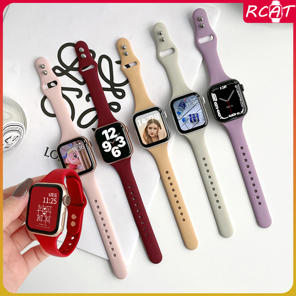 สายซิลิโคนบางสำหรับ for Apple Watch Ultra/SE 3 2 49 มม.46 45 44 41 40 42 38 มม.นาฬิกา for IWatch Series 11 10 9 8 7 6
