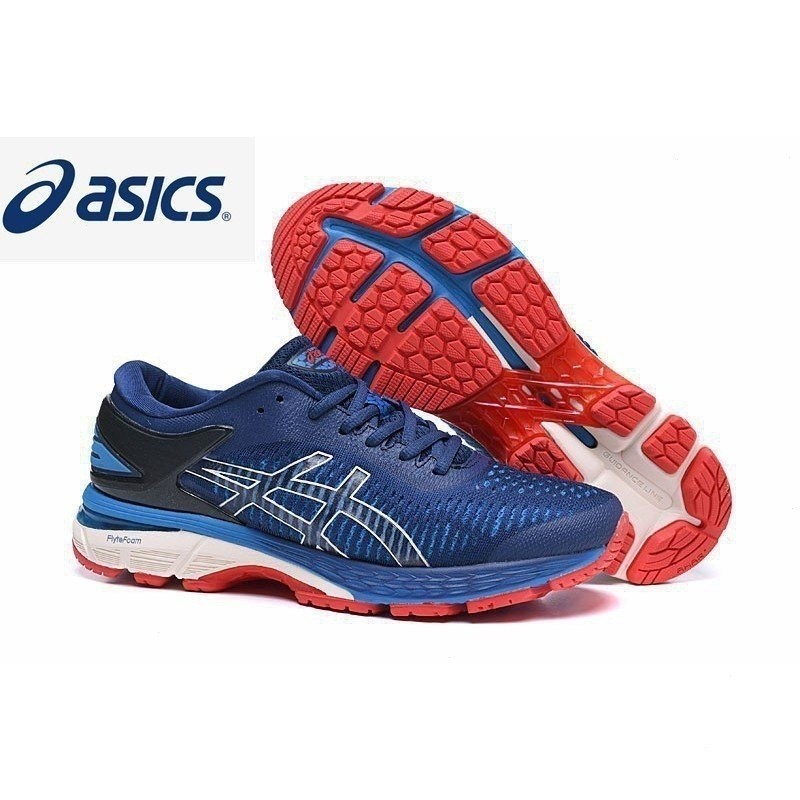 ขายร้อน Asics [มีจำหน่าย] Asics GEL-Kayano 25 Stable shock absorption Men รองเท้าวิ่งสีน้ำเงินเข้มสี