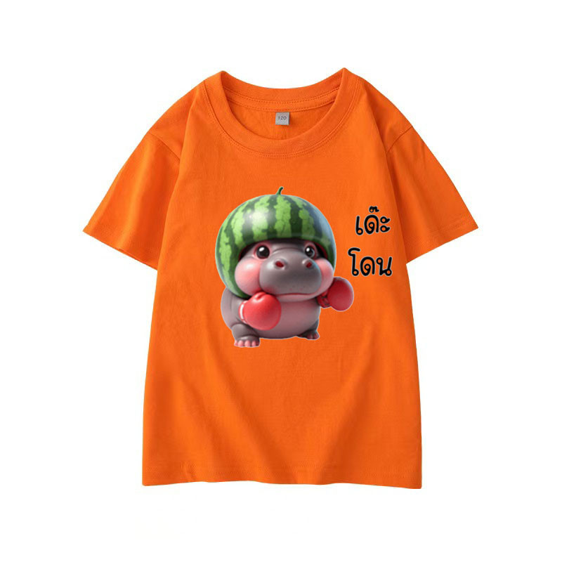 【new pattern】Pygmy moodeng hippo watermelon head Children's T-shirt cotton100%🍉